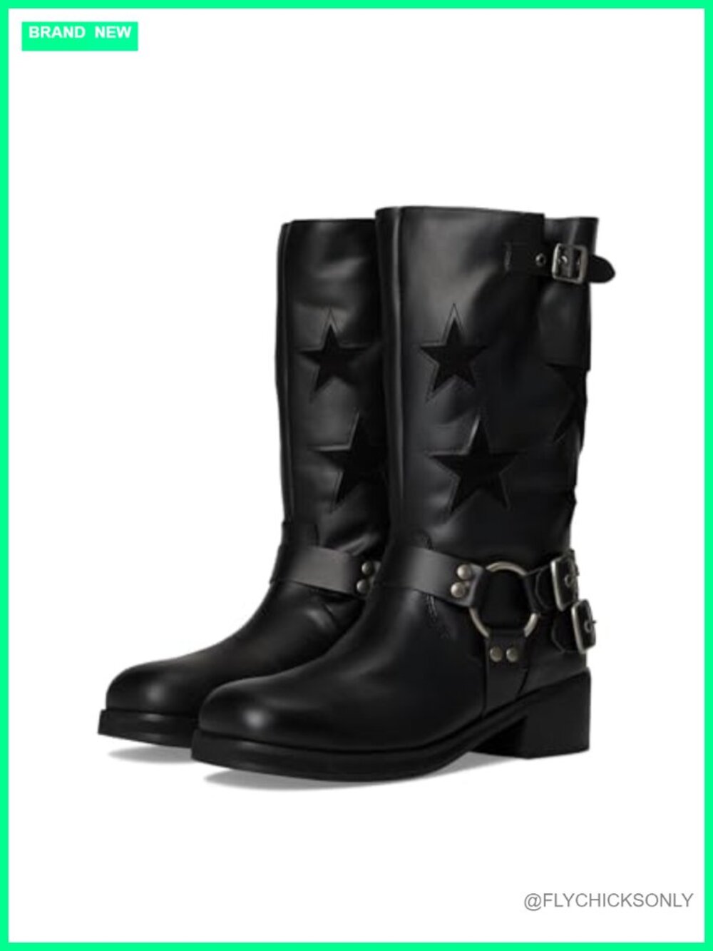 Dingo Tooled Inlay Round Toe Pull On Mid Calf Motorcycle Boots